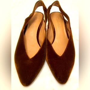 Madewell Etta Velvet Brown Slingback Pumps Kitten Heel Size 6